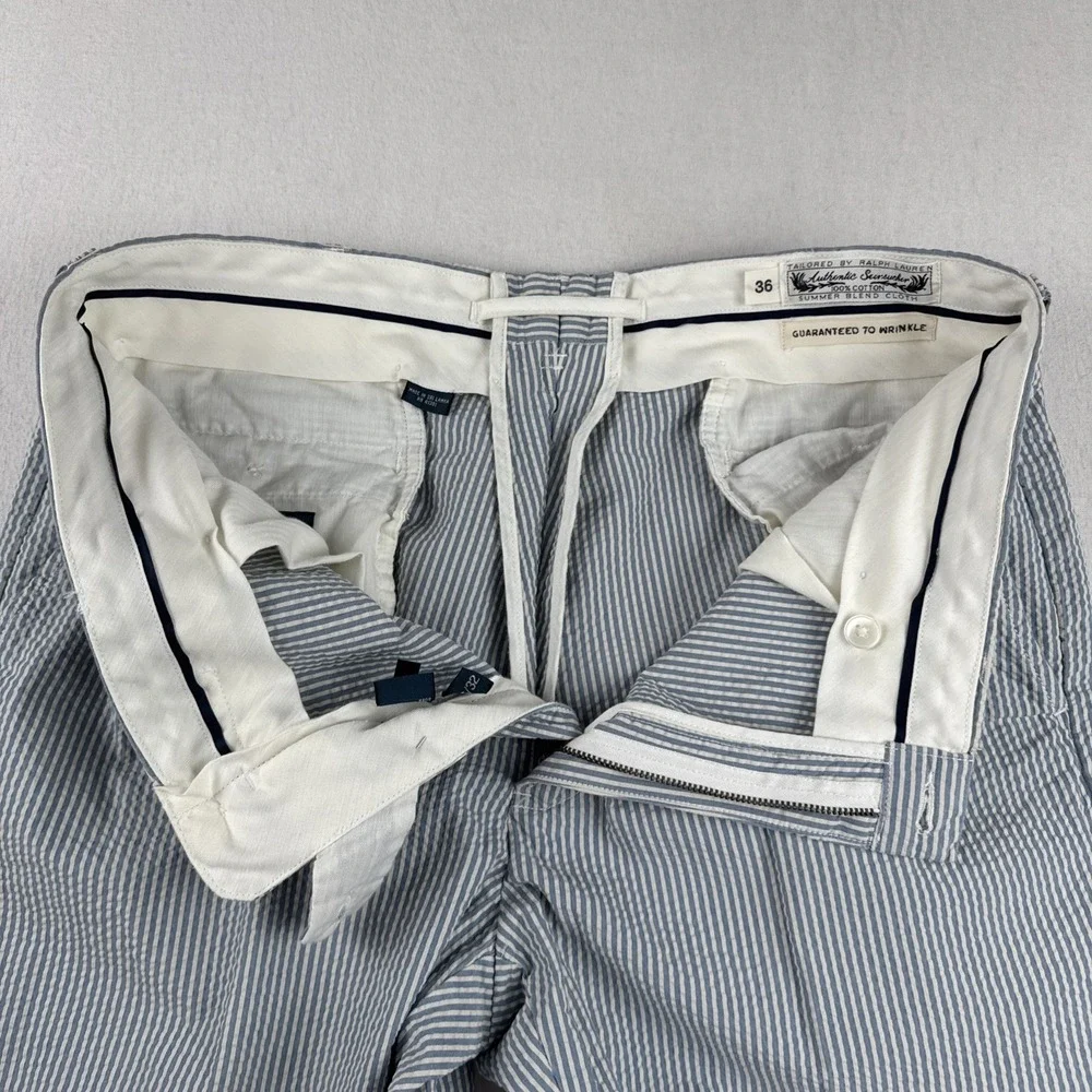 Polo Ralph Lauren Mens Seersucker Chino Pants fits 35*32 Coastal Preppy Derby